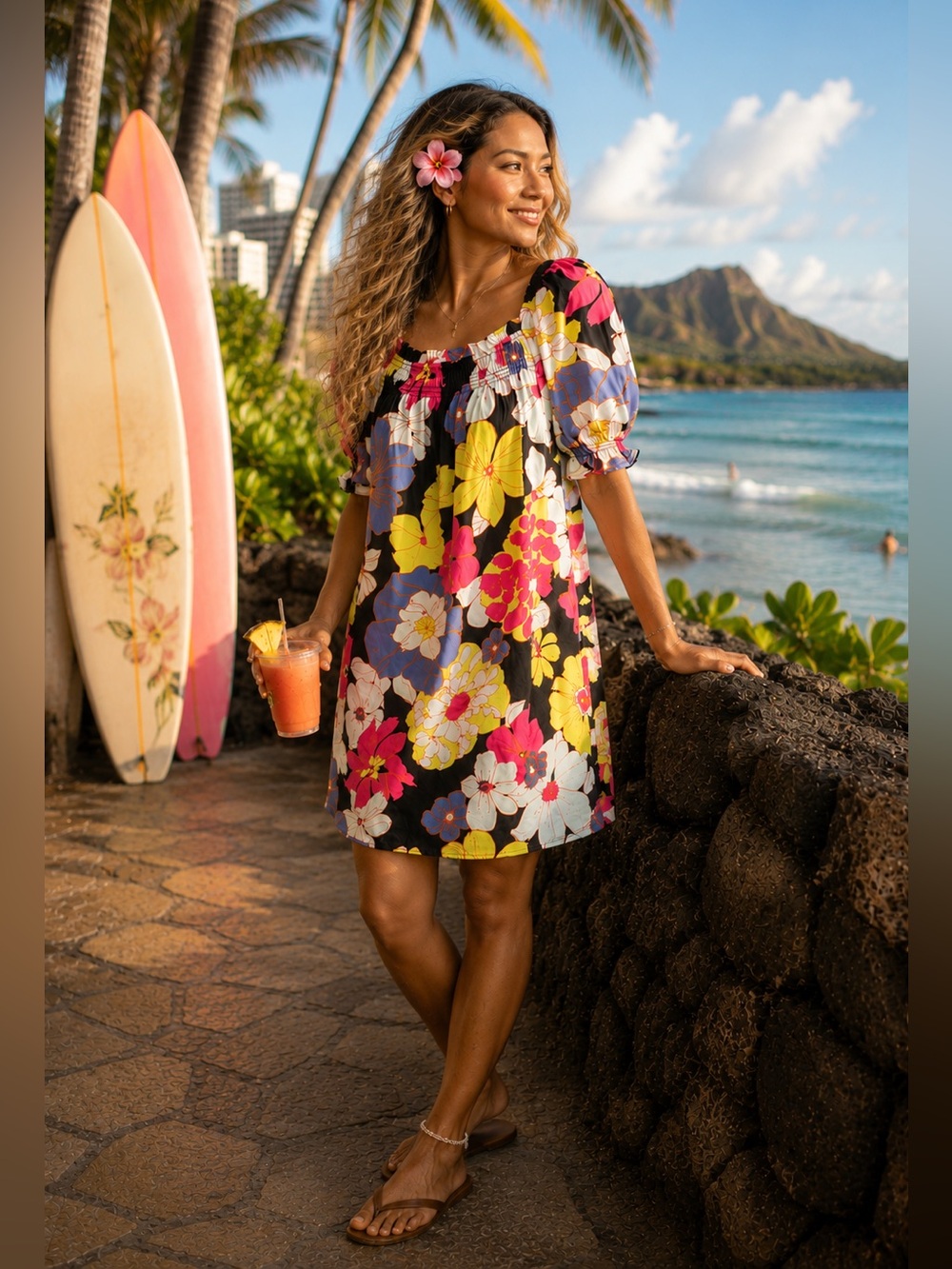 Modcloth Smocked Mini Dress Summertime Garden Stories Honolulu Floral M NWT
